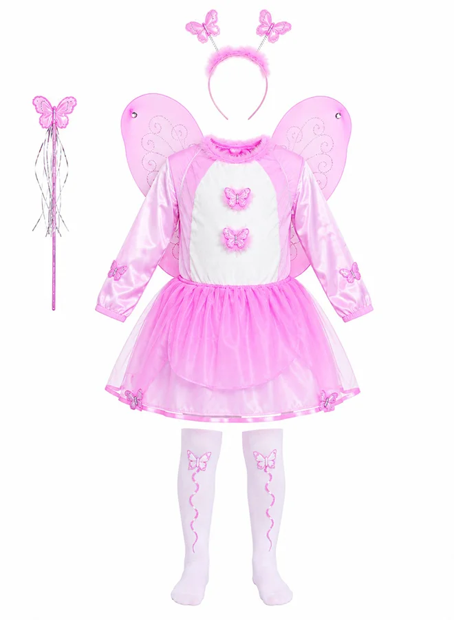 Toy Land Butterfly Fairy Costume Set with Wings and Wand (Pink, 2-3 Years) jy7a7