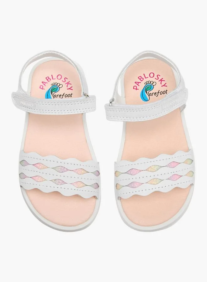Pablosky Girls Strap Sandals Premium Leather Open-Toe Footwear With Hook And Loop Closure (Kids, Size 30) 4hprd