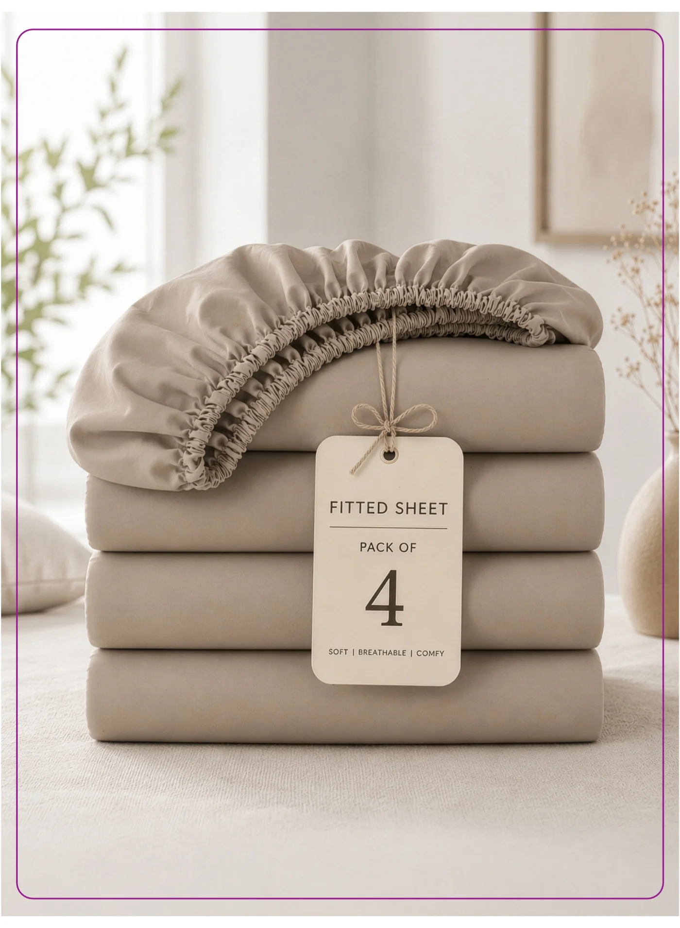 Donetella King Fitted Sheets Set (180x200 cm, Pack of 4) Premium Brushed Microfiber Deep Pocket Bedding for Home lo4yu
