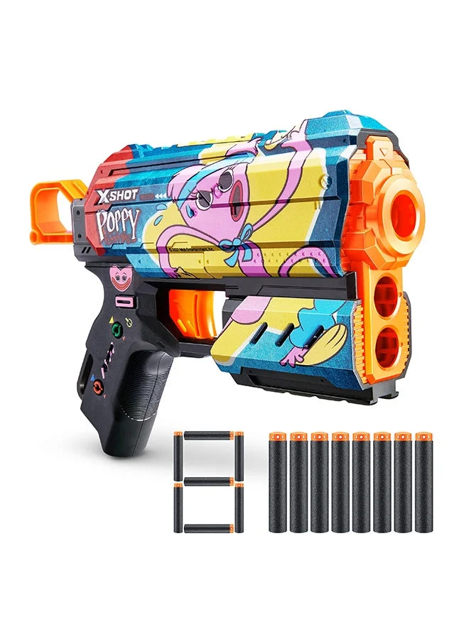 X-Shot Skins Flux Dart Blaster Poppy Playtime Edition (8 Darts, Multicolor) pvx8e