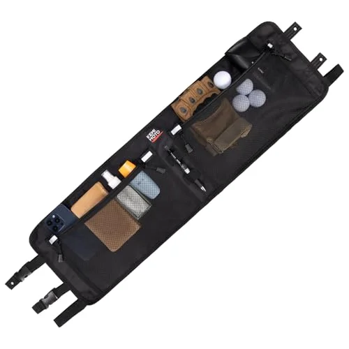 Premium Golf Cart Overhead Storage Bag 1680D Heavy-Duty Ceiling Organizer with Dual Mesh Pockets (Black) 5psxg
