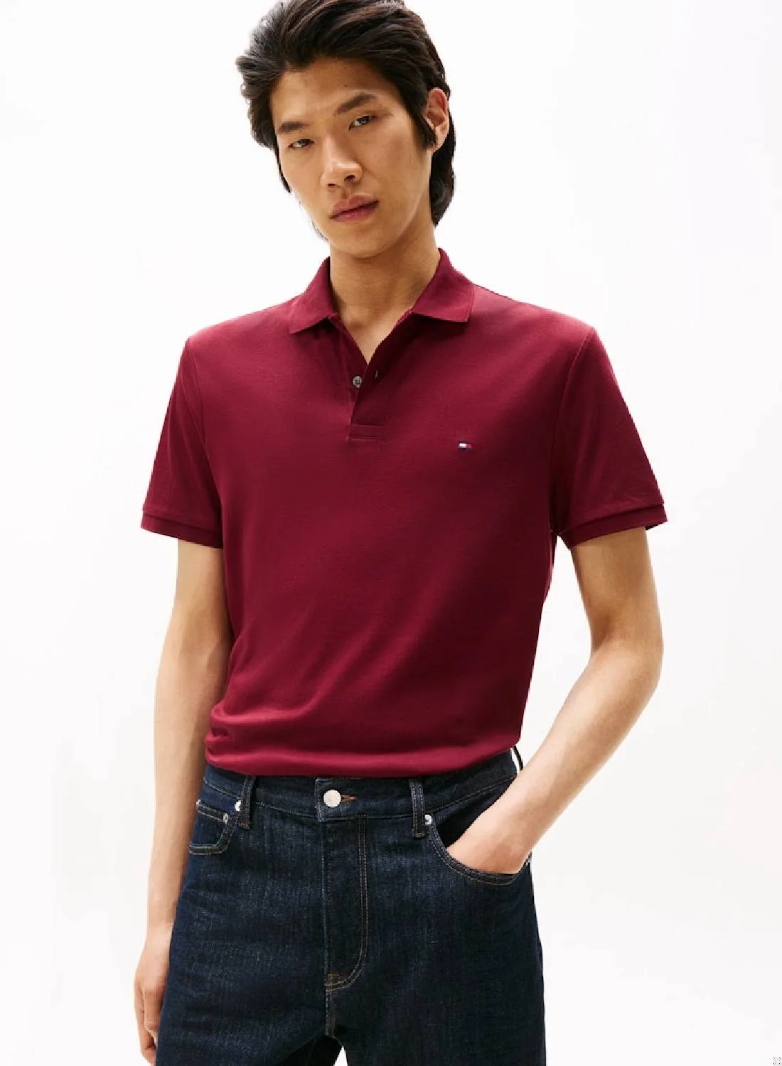 Premium Interlock Knit Polo Shirt Regular Fit Classic Casual Wear for Men (Navy Blue, Large) xjj4d