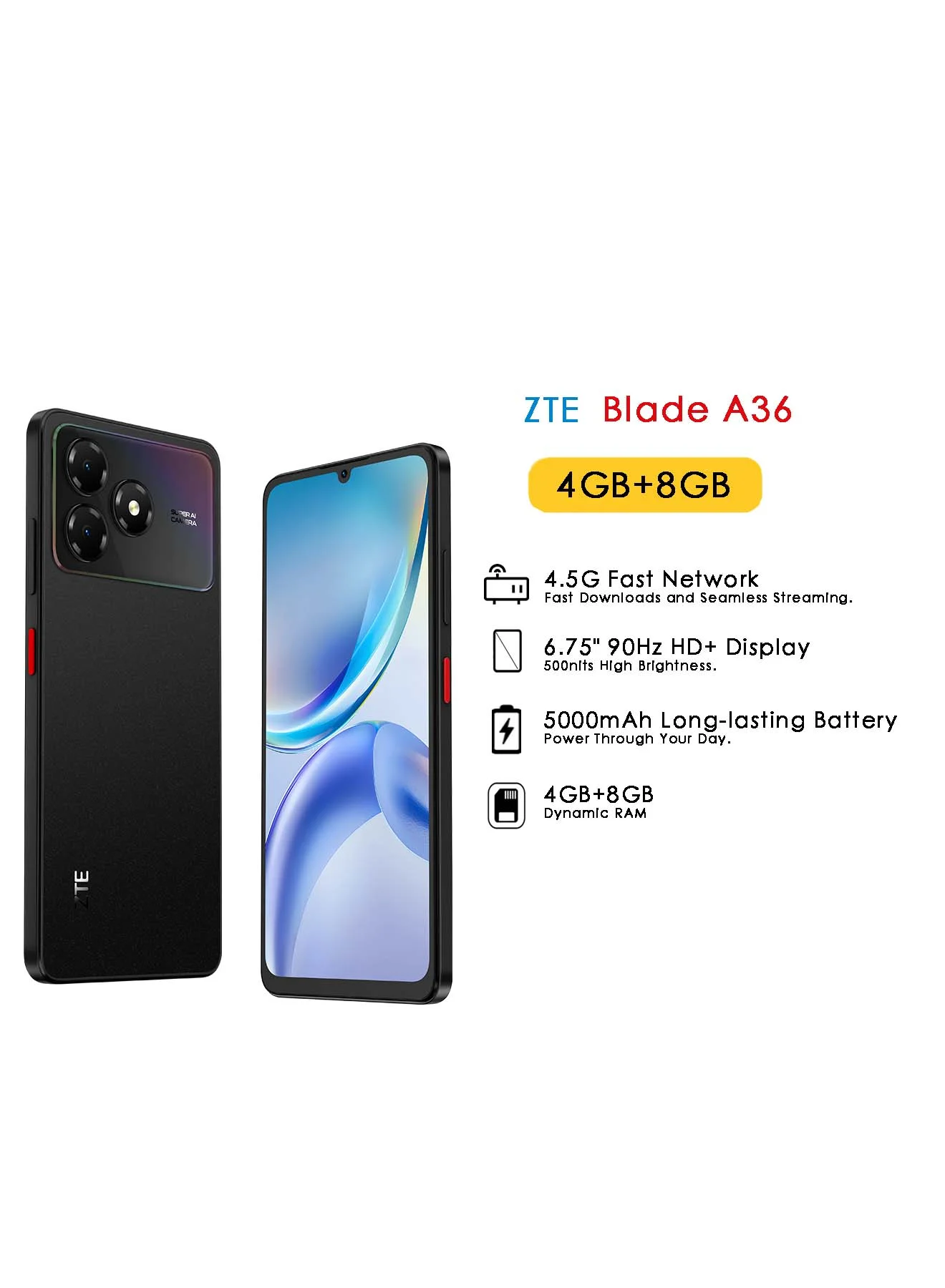 Premium 4G Smartphone 6.75-inch Display 6GB RAM 64GB Storage Dual SIM Nebula Black (Middle East Version) 8zd8b