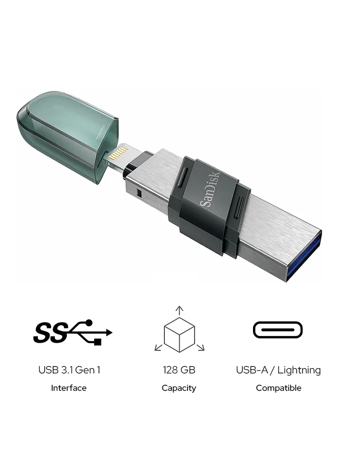 Premium Dual-Interface Flash Drive 128GB USB 3.2 Gen 1 High-Speed Data Transfer (Black, 128GB) 80sbm