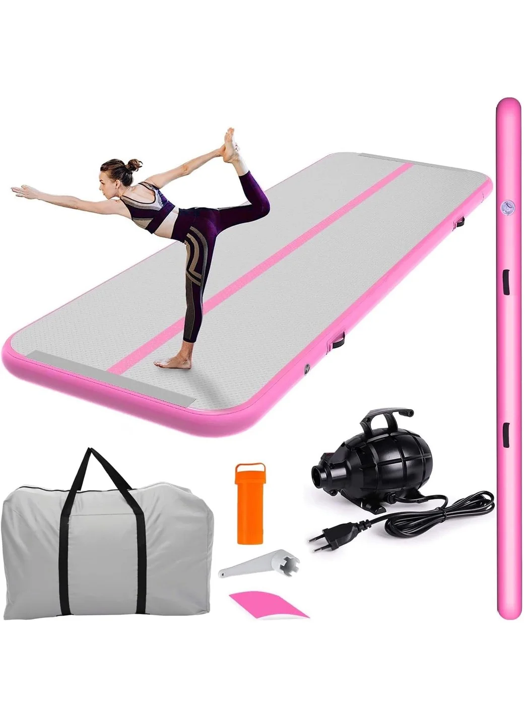 L&E Inflatable Gymnastics Air Tumbling Mat Premium Tumble Track for Training and Yoga (300 x 100 x 10 cm) ljlk3