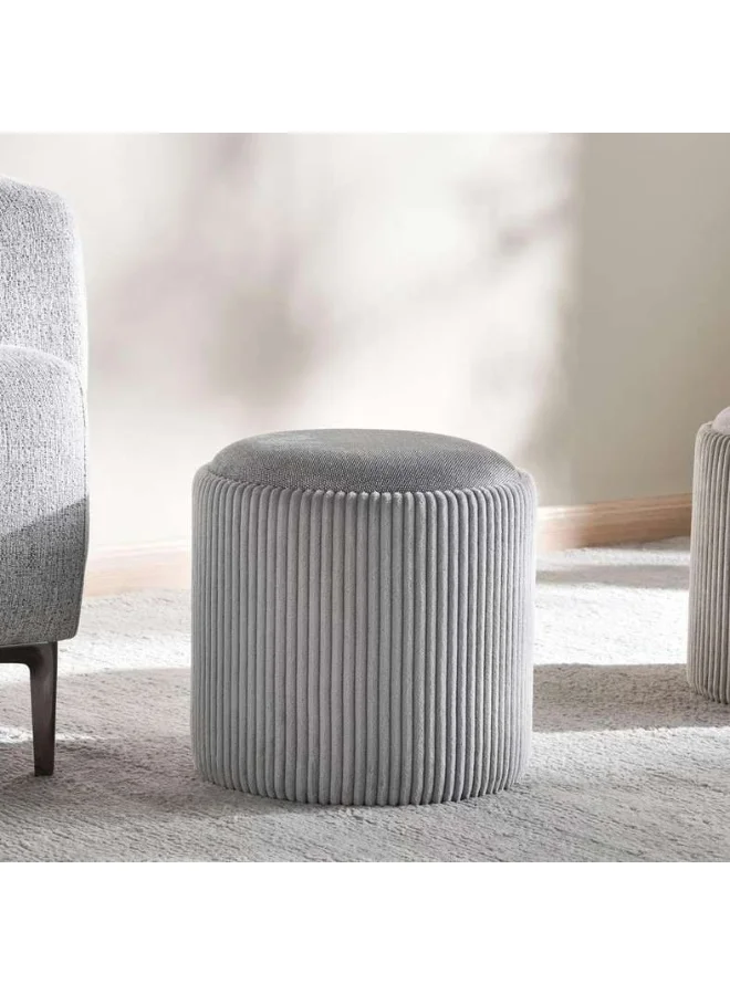 Pan Home Arianna Ribbed Pouf Premium Textured Footstool for Living Room (Grey, 45 cm x 45 cm x 30 cm) 4dkd8