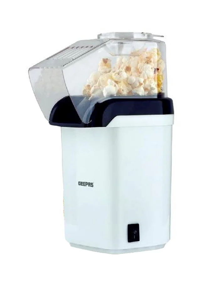 GEEPAS Portable Popcorn Maker 1200W Countertop Hot Air Popper (White, 1 Unit) cqb5o