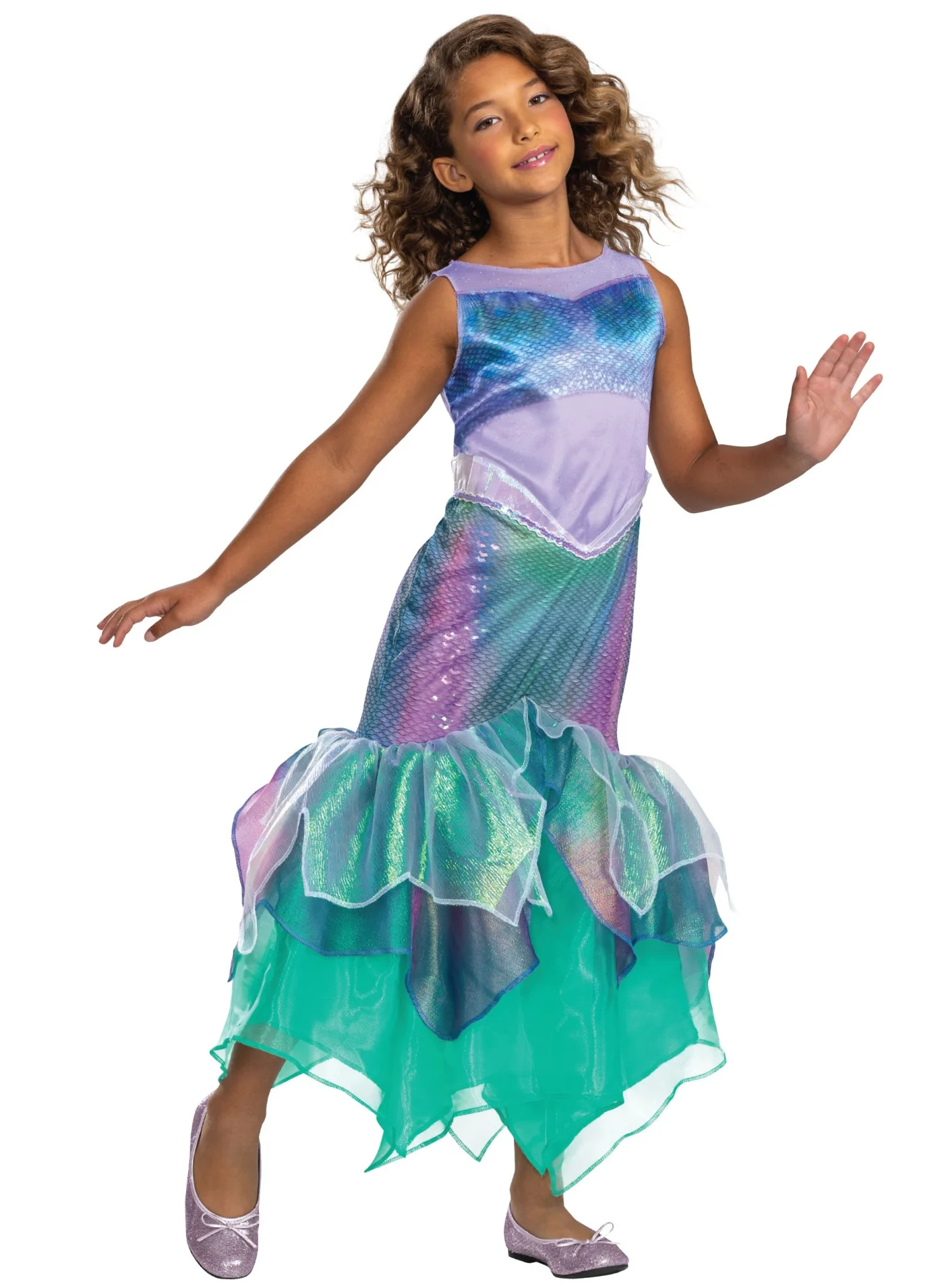 Party Centre Mermaid Princess Costume for Girls (Deluxe Dress-Up Outfit for Kids) iv85y
