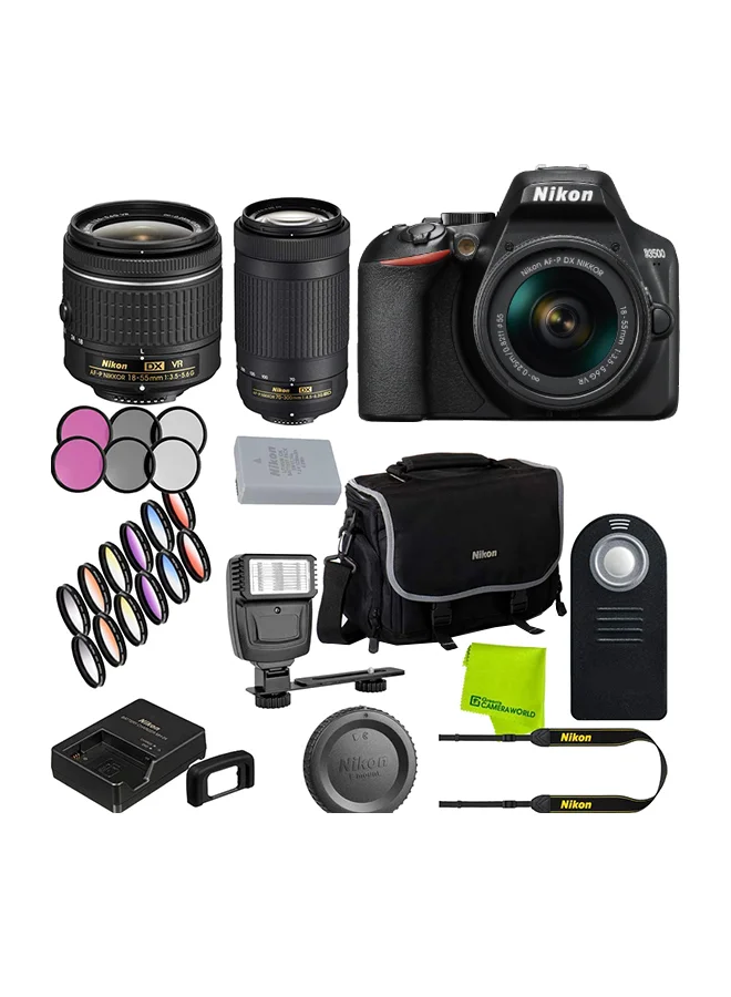 Premium DSLR Camera Bundle with 18-55mm and 75-300mm VR Lenses (24.16 MP, Black) 6hlzk