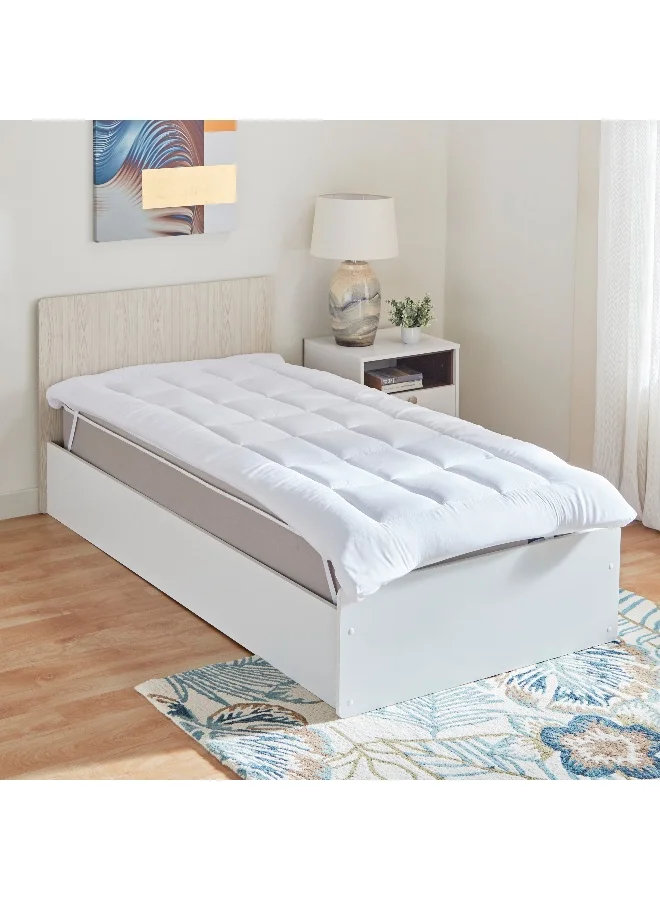 Home Box Microfibre Single Mattress Topper Premium Soft Bedding Pad (White, 200 x 90 x 4 cm) vtxao