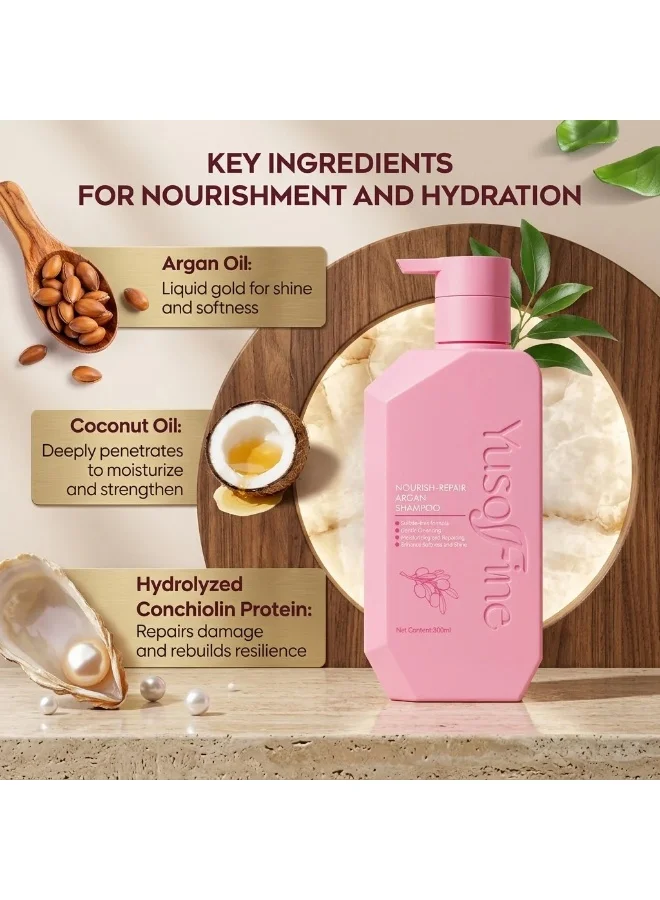 YusoFine Luxury Nourishing Shampoo with Argan and Coconut Oil for Soft and Radiant Hair (500 mL) 26iu2