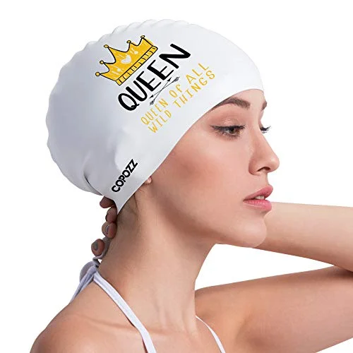 Premium Silicone Swim Cap for Women Large Capacity Waterproof Design for Long Thick Curly Hair (One Size) mzw4l