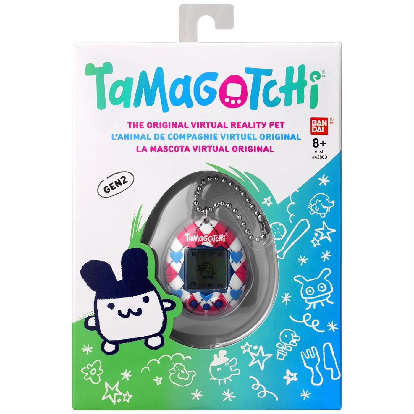 Interactive Digital Virtual Pet Toy (Argyle Heart, 5 cm) - Authentic Retro Style Electronic Game for Kids 6wat2