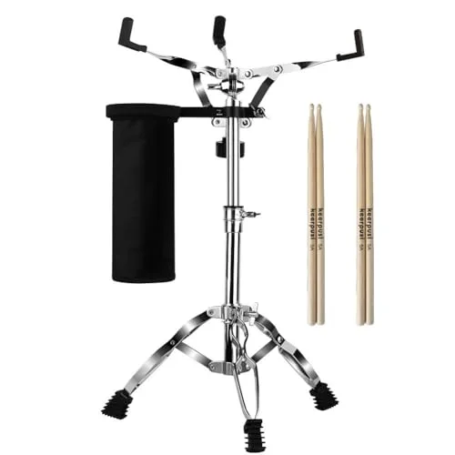 Keerpusi Snare Drum Stand with Drum Stick Holder and Sticks Double Braced Tripod for 10 to 14 Inch Drums (Adjustable Height 37 cm to 58 cm) 7qboo