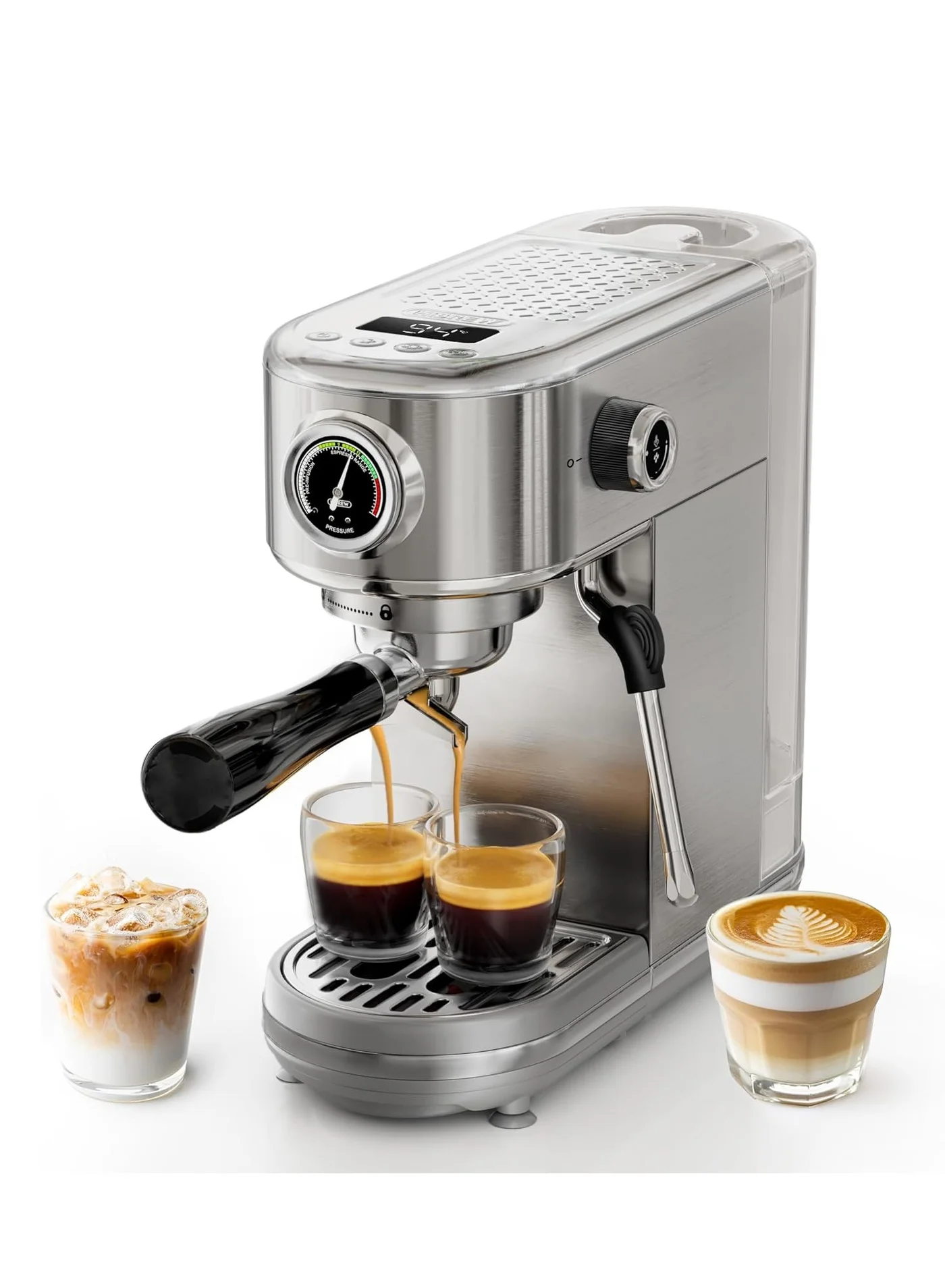 HiBREW 20Bar Semi-Automatic Espresso Coffee Machine Professional Cold and Hot Brewing System (Compact Design, 1 Unit) soaf8