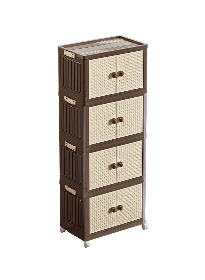 ATM 4-Tier Storage Cabinet with Double Doors Premium Plastic Organizer (43.5x27.5x105.5 cm) eoel2