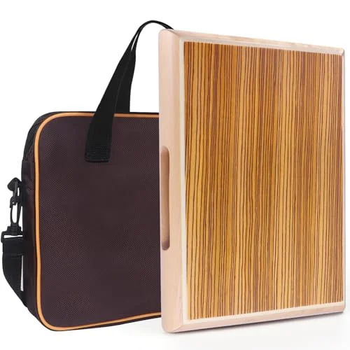 AKLOT Portable Box Drum Percussion Instrument with Adjustable Internal Snares and Carrying Bag (Zebrawood, 48 cm x 30 cm x 30 cm) 20r23