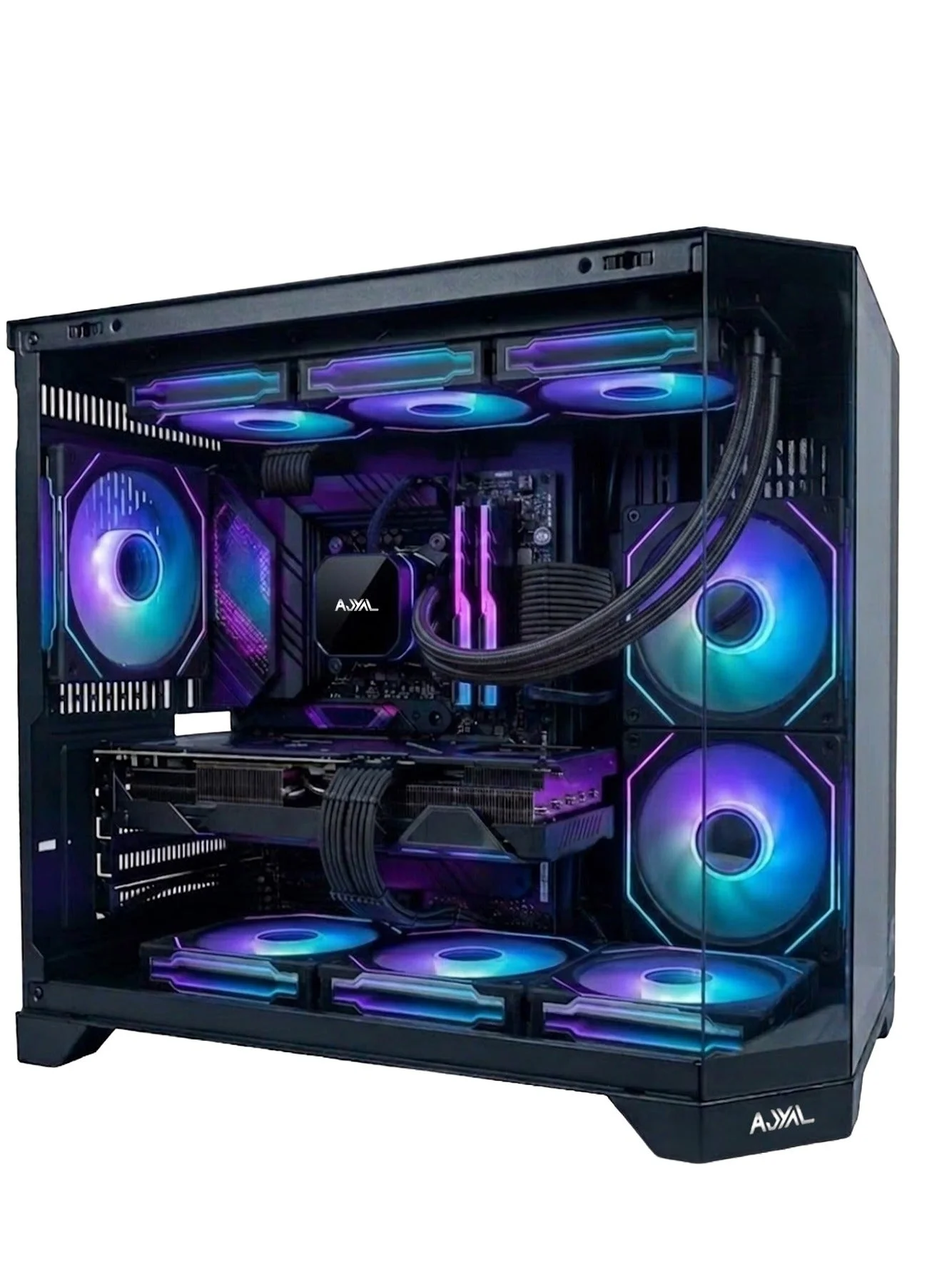 AJYAL Gaming Desktop PC (Intel Core i5-14400F, 16GB RAM, 1TB NVMe SSD, High-Performance Graphics, 240mm Liquid Cooling, Windows 11 Pro, WiFi & Bluetooth) jzj5h