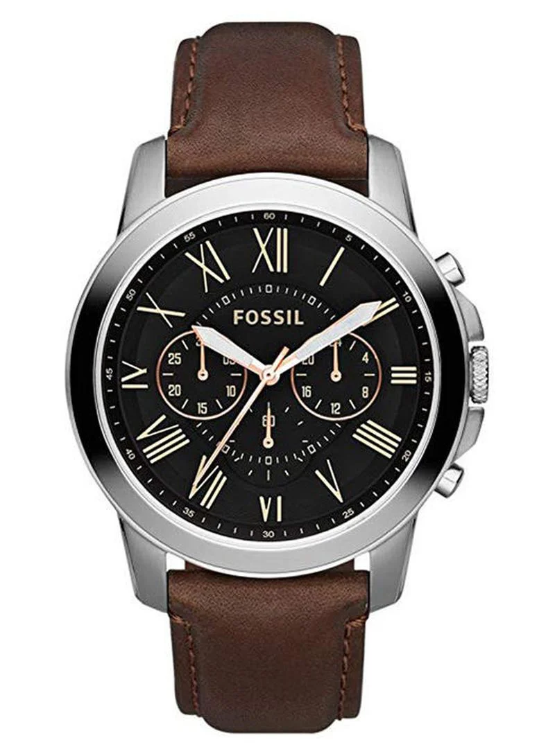 Premium Men Chronograph Leather Watch Water Resistant (Brown, 44 mm) awuyf