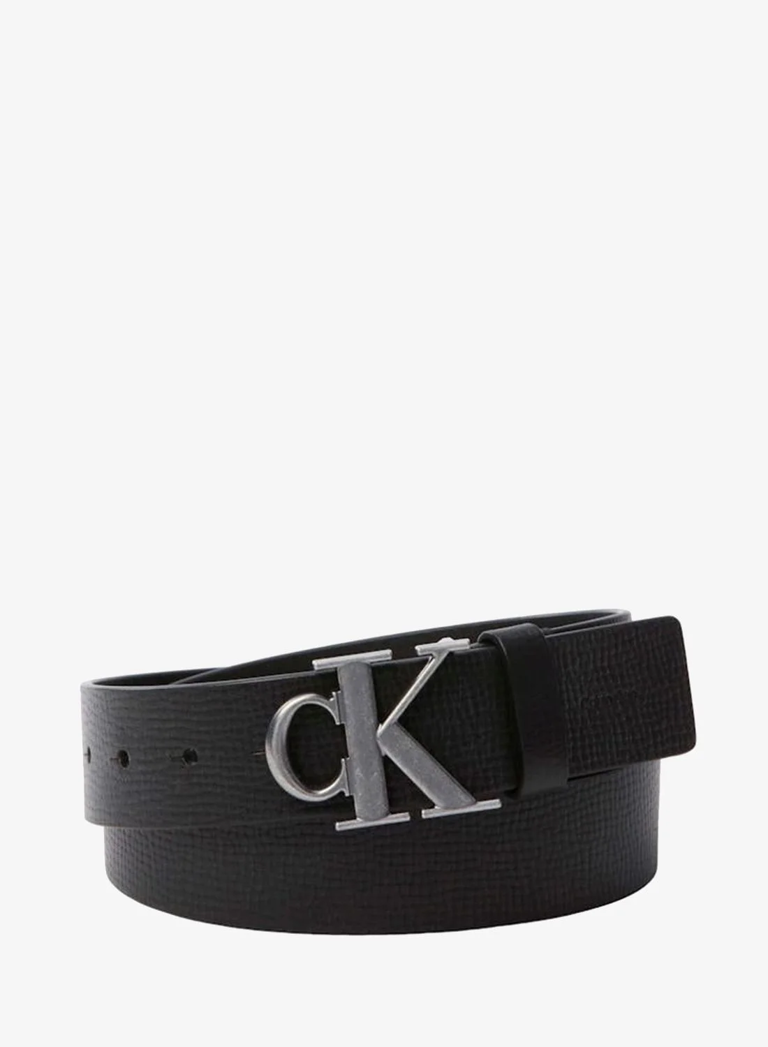 Premium Full-Grain Leather Belt with Logo Buckle for Men (Black, 110 cm) xvpil