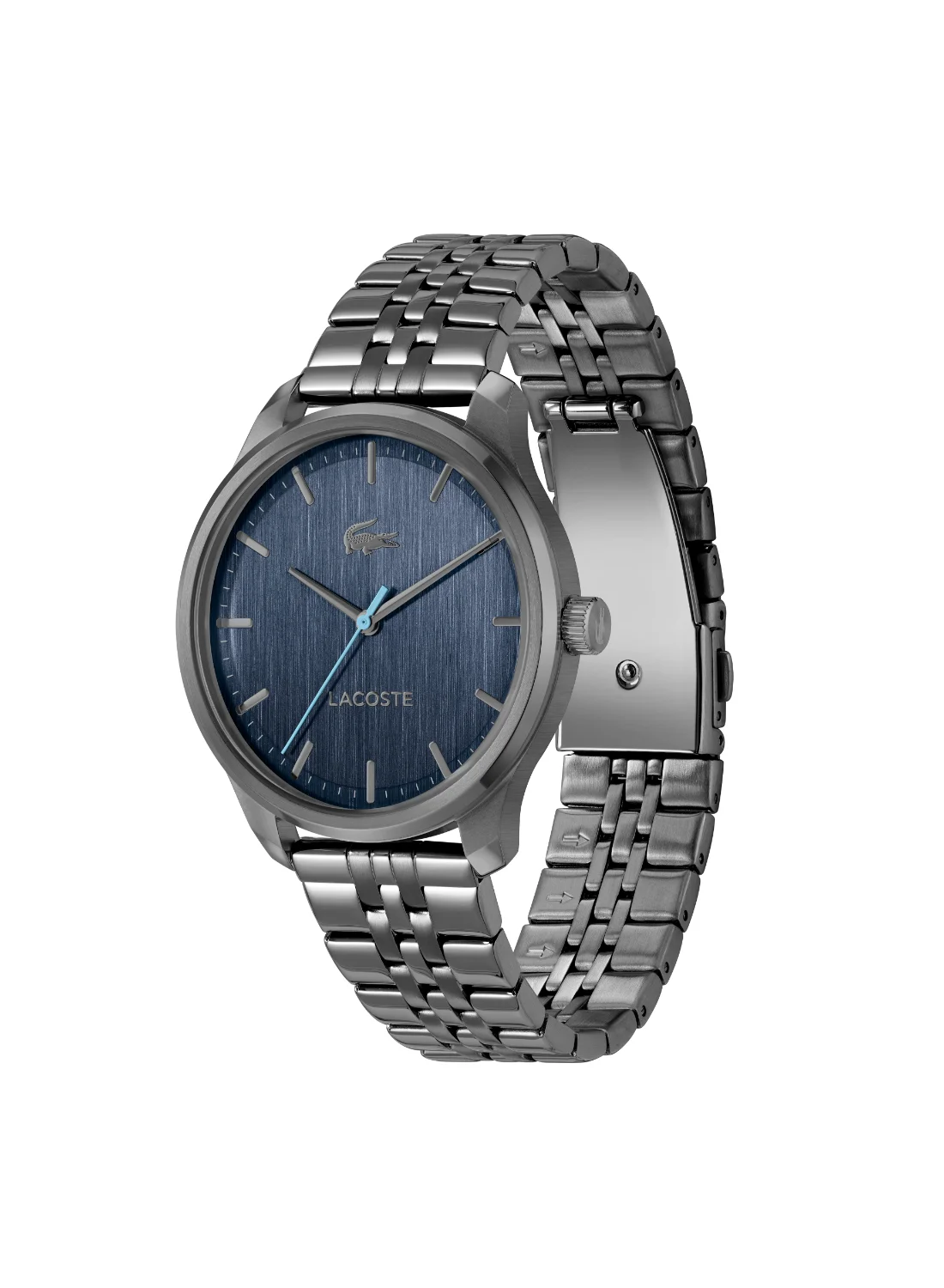 Premium Round Analog Men's Watch with Navy Case and Stainless Steel Band (42mm) eysz0