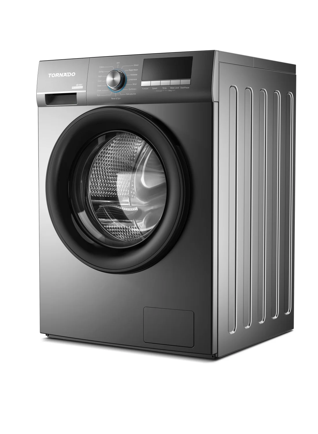 Tornado Front Load Inverter Washing Machine, 10kg Capacity, 1200 RPM, Stainless Steel Drum, Energy Efficient (Silver, 10 kg) 6rm5g