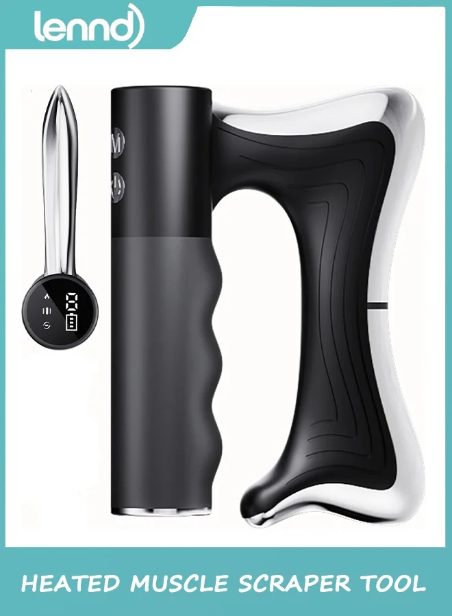 LENND Electric Heated Muscle Scraper Tool with Vibration Therapy for Deep Tissue Massage (Black) pvu4s