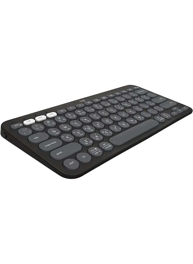 Premium Multi-Device Bluetooth Wireless Keyboard, Slim Portable Design with Customisable Shortcuts, Arabic Layout (Graphite, Compact) a7fsw