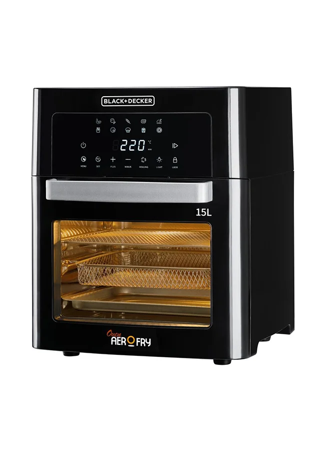 Premium Digital Air Fryer Oven with Rapid Air Convection Technology, 10 Preset Functions, Adjustable Temperature Control (Black, 15 L) 43xjg