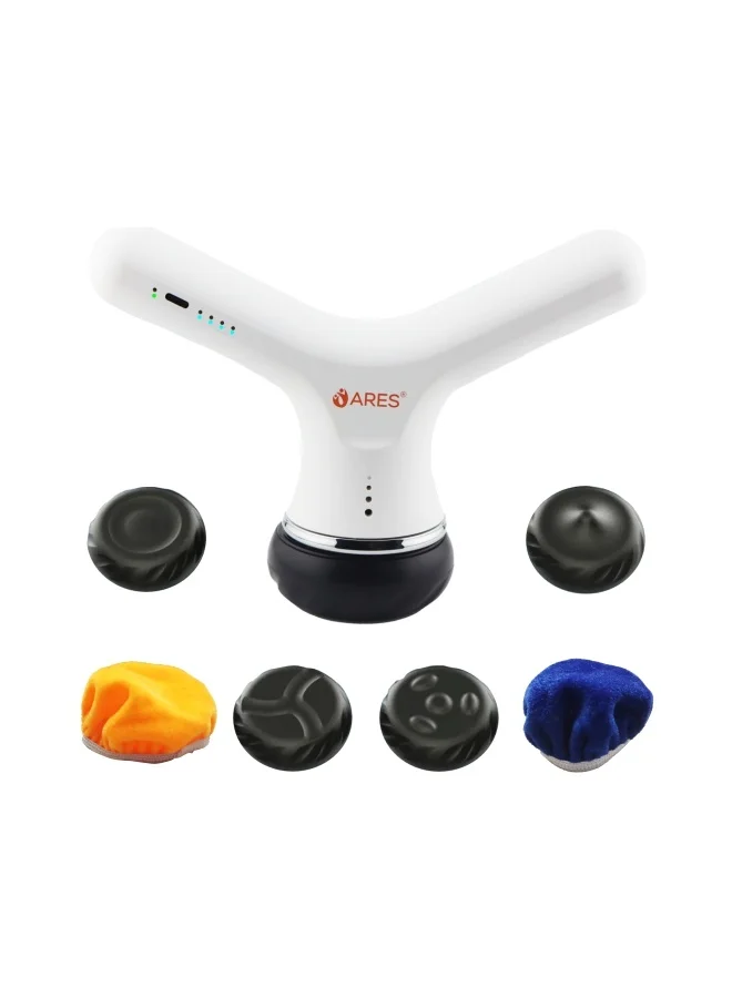 ARES Electric Body Massager for Skin Firming and Toning with 4 Massage Heads and 3 Washable Pads (600-3000 RPM) hayh3