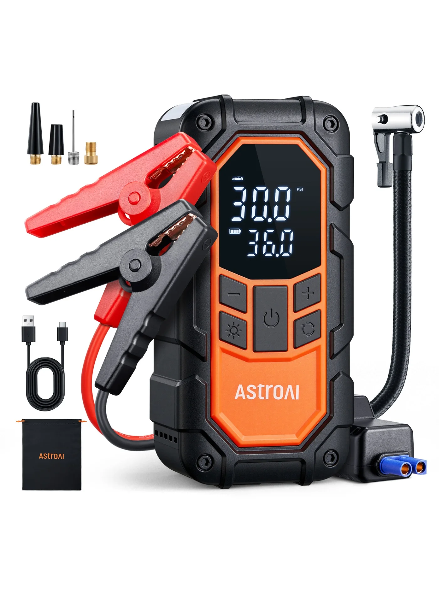 Portable Car Jump Starter with 150PSI Air Compressor (1500A Peak, 6.0L Gas/3.0L Diesel Engine Support) gvmp6
