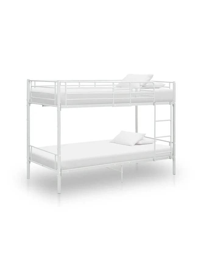 VidaXL Metal Bunk Bed Frame Modern Space-Saving Design (White, 90x200cm) pjgmq