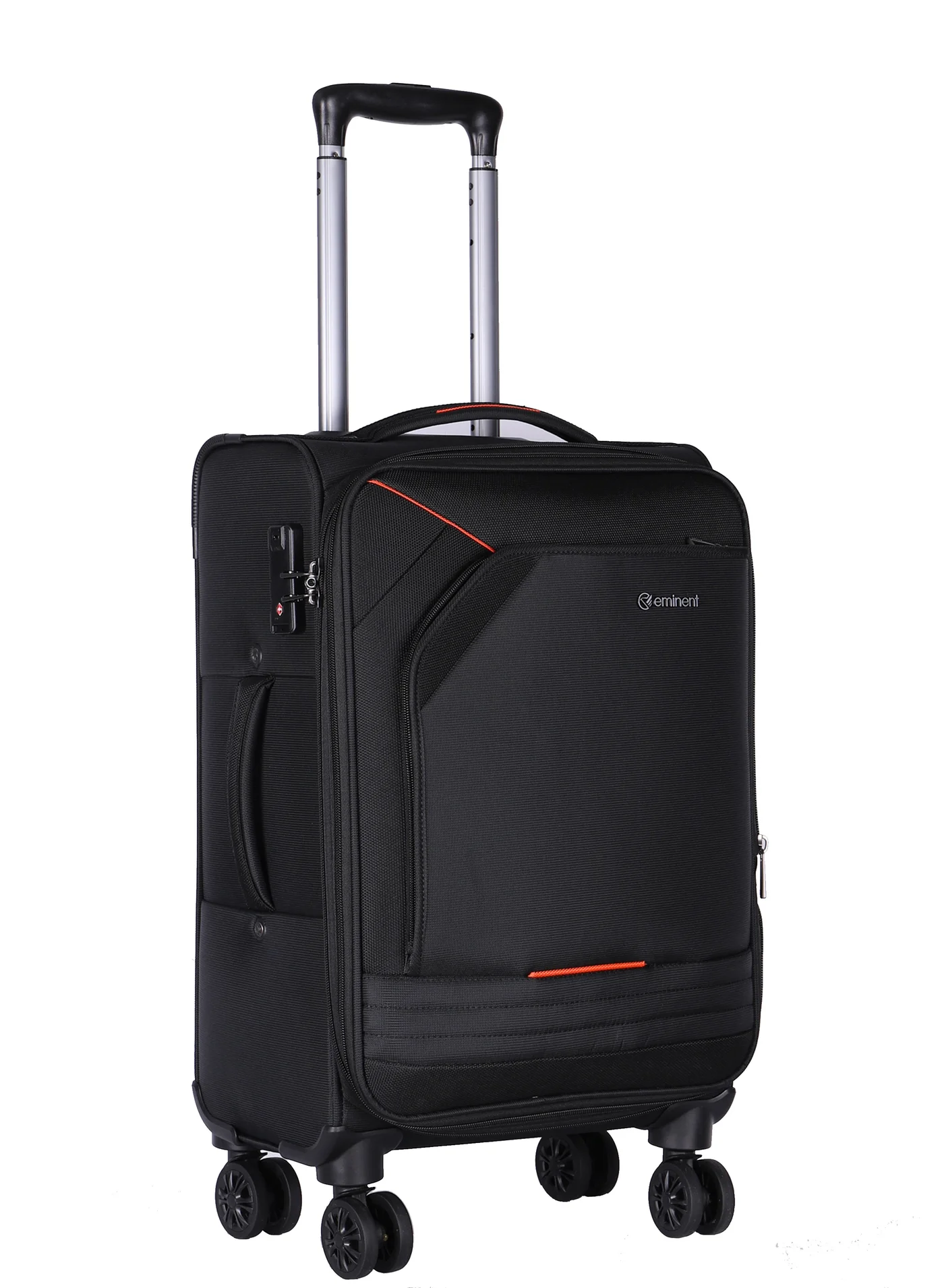Eminent Expandable Soft Shell Trolley Suitcase with TSA Lock and Double Spinner Wheels (Black, 50 cm) k14oz