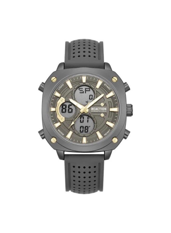 Kenneth Cole Reaction Analog Digital Watch Gunmetal Dial Silicone Strap (47mm) 7tnaf