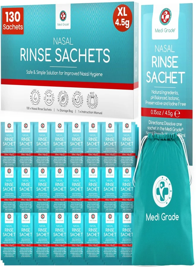 Premium Nasal Rinse Salt Packets for Sinus Irrigation (130 Packets, Includes Storage Bag) rxkb5