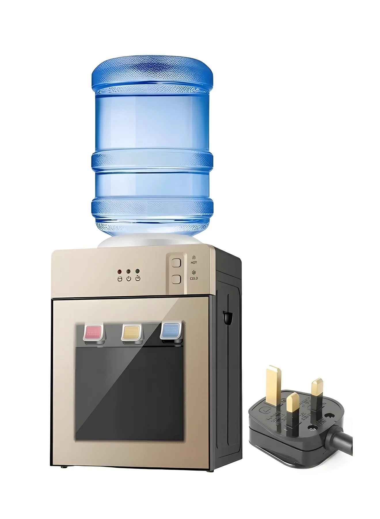 Beauenty Countertop Water Dispenser Premium Hot Cold and Room Temperature Cooler (Golden, 11.3L to 18.9L Capacity) qkk9z