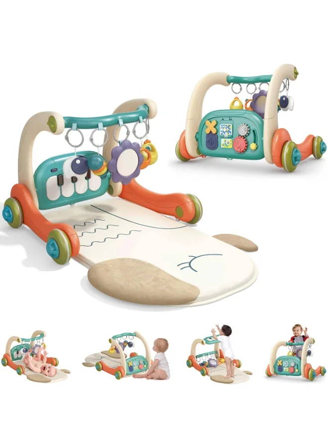 ZERIFAM 3-in-1 Baby Activity Gym Play Mat with Musical Piano and Push Walker (Multicolor, 80 cm x 60 cm) 5s470