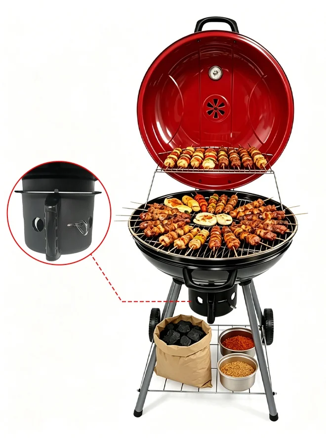 Nafas Charcoal BBQ Grill with Thermometer and Ash Collector (22 Inch, Black) h1cdi