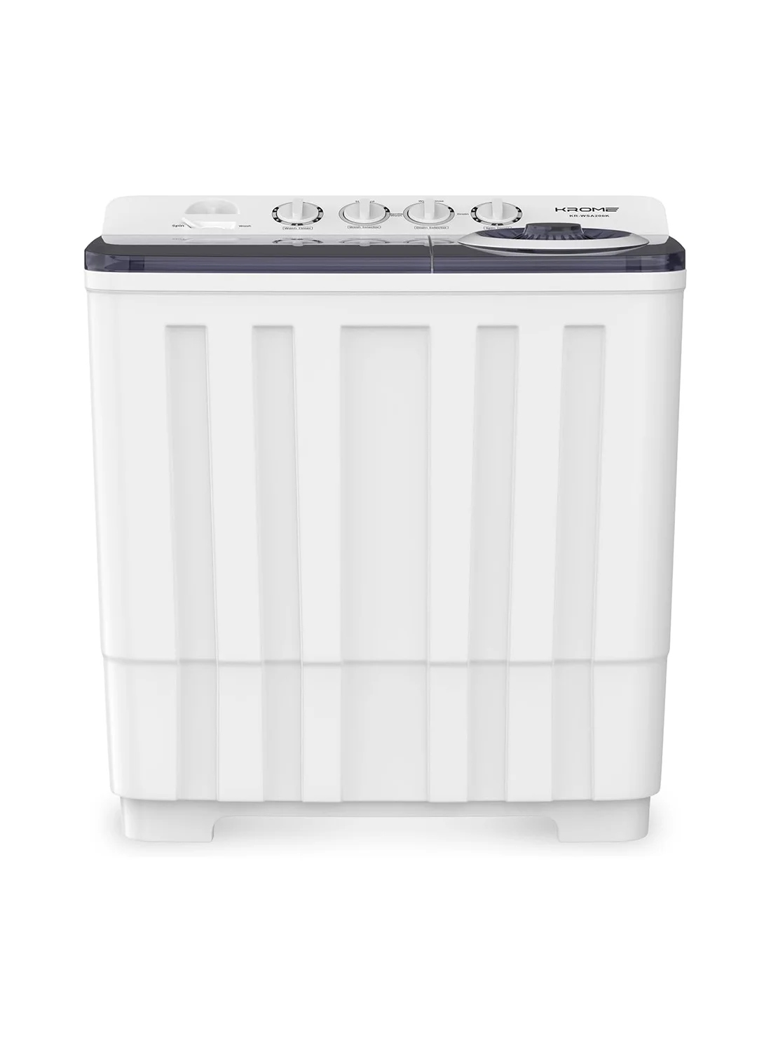Krome Twin Tub Semi-Automatic Washing Machine with Durable Aluminium Spin Motor (White, 20 kg) ervsd