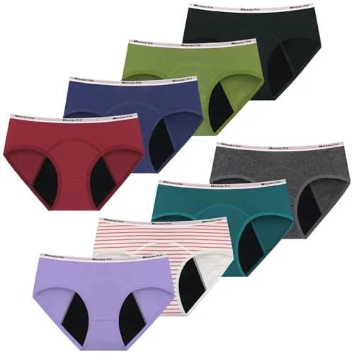 Mesachy Leakproof Period Underwear for Teens Girls Cotton Protective Briefs (Pack of 1, Black) wydso