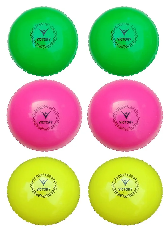 Victory Synthetic Cricket Ball Set for Match Practice and Training (Multicolor, Pack of 6) qyvs3