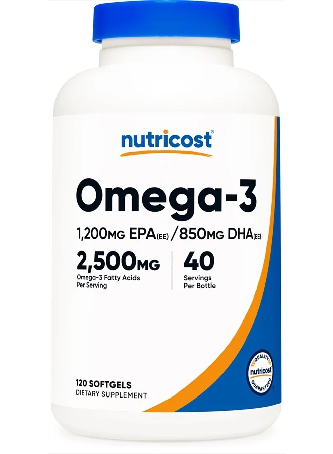 Nutricost Omega 3 Fish Oil Premium Supplement (120 Softgels, 2500mg) - High EPA & DHA Content for Daily Wellness Support 1hhc6