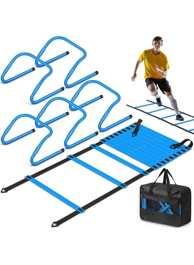 WALALLA Speed and Agility Training Set, 5 Adjustable Hurdles and 600cm Ladder, Professional Soccer Fitness Equipment for Kids and Adults o8jwj