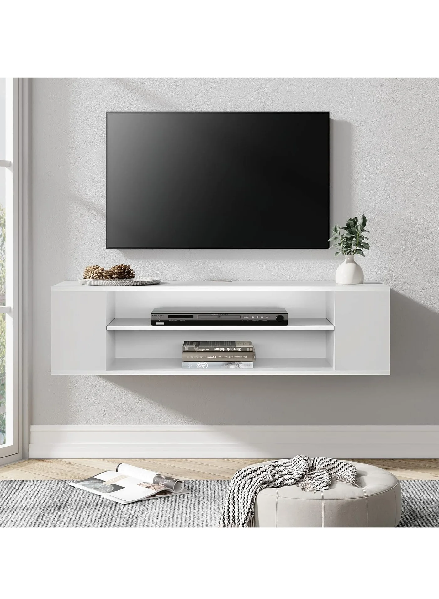 MODERN HOME Floating TV Unit Cabinet with 4 Storage Compartments Premium Wood Entertainment Center for Living Room zmxpx