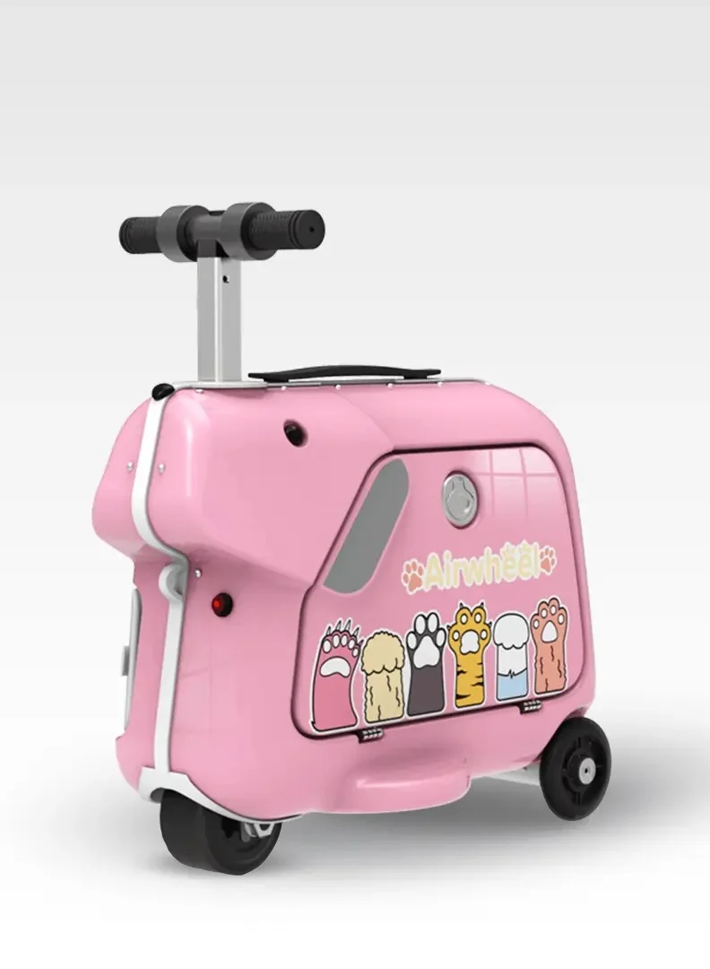 Premium Kids Electric Ride-On Travel Luggage Scooter with Removable Battery (Pink, 15L) e0zdf
