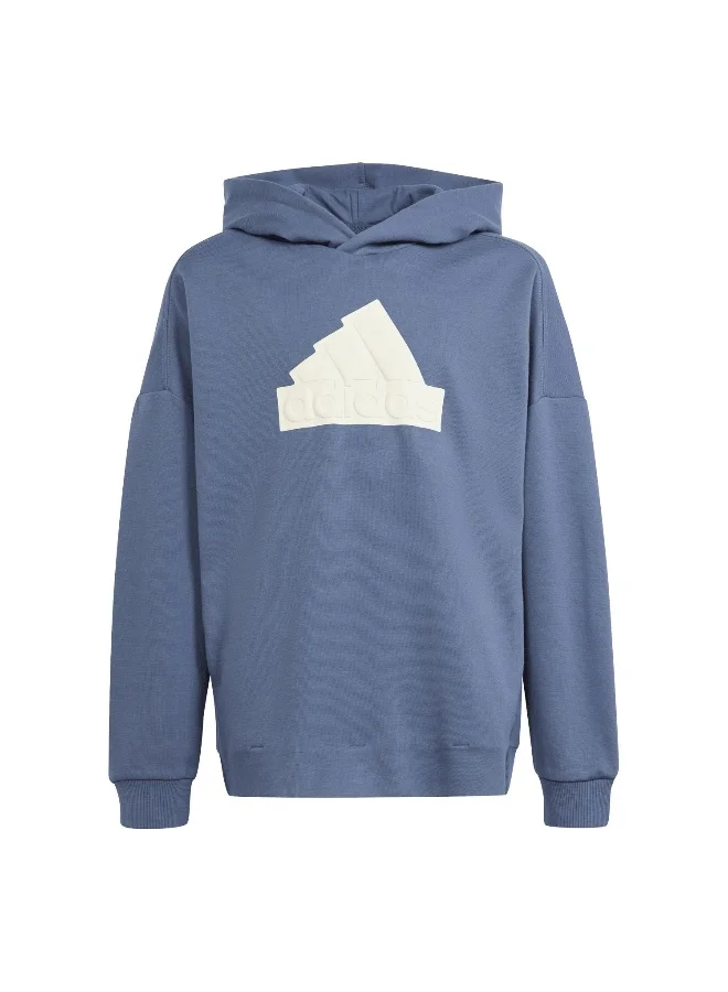 Sport U Fi Logo Hooded Training Sweatshirt Premium Cotton Blend (Blue, 7-8 Years) s3i1x