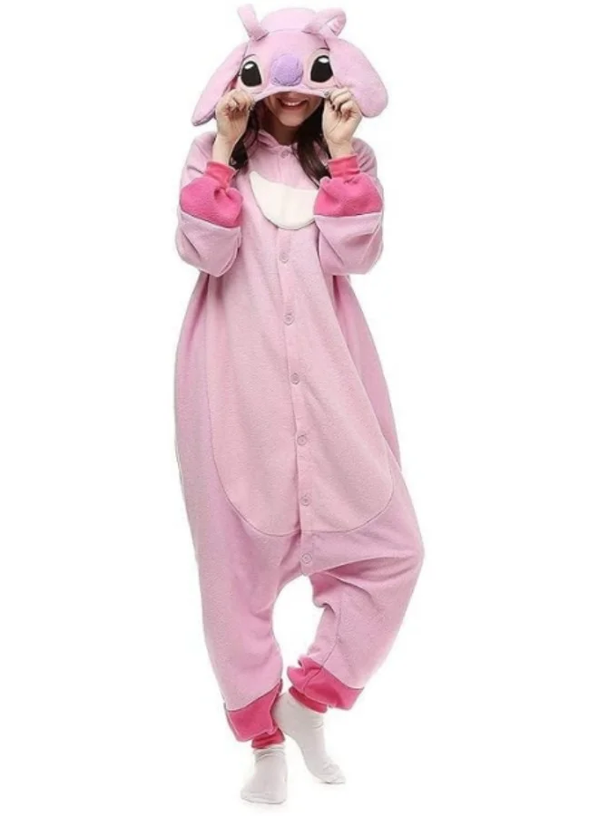 Premium Animal Onesie Pajamas Hooded Jumpsuit Cosplay Costume for Adults (Pink, One Size) xcd50