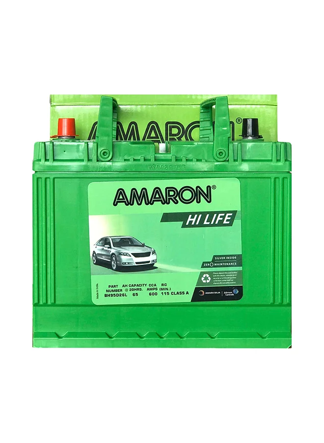Amaron 95D26LMF Maintenance-Free Car Battery (High-Performance Lead-Acid, 12V 65Ah) t6g7z