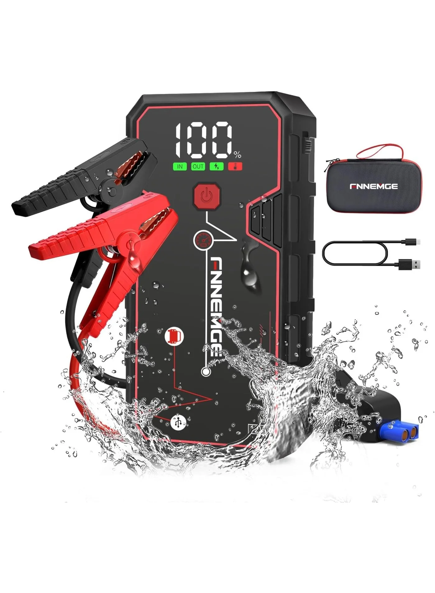 FNNEMGE Portable Car Jump Starter 5000A Peak Current 23800mAh Power Bank (12V, 8.0L Gas/Diesel) ibdy8
