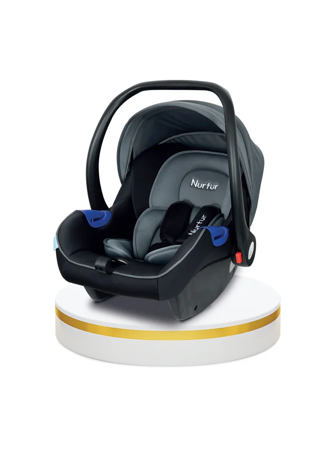Nurtur Baby Carrier with Adjustable Canopy and 3-Point Safety Harness (Grey, 13kg Capacity) gjggm